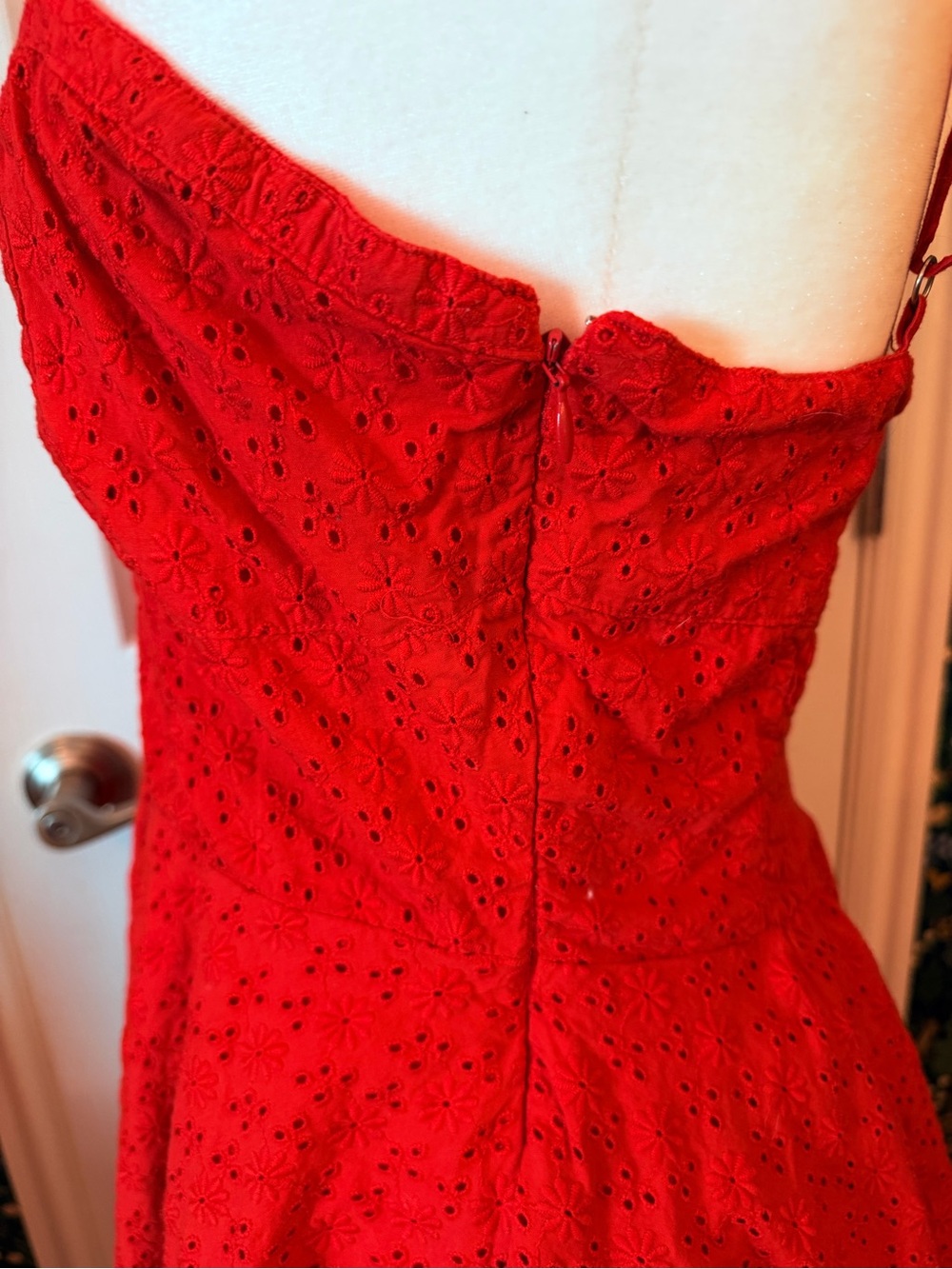 Altar'd State Red Eyelet Spaghetti-Strap Fit & Flare Mini - Picture 7 of 8